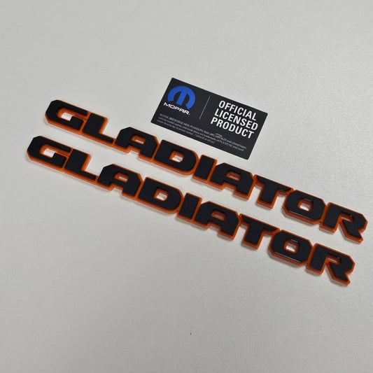 Emblemas de guardabarros Jeep "GLADIATOR" - PAR lados I/D - Dos colores apilados