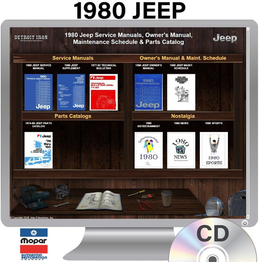 Detroit Iron - Manuales de taller, boletines de servicio, manuales de propietario y libros de piezas de Jeep de 1980
