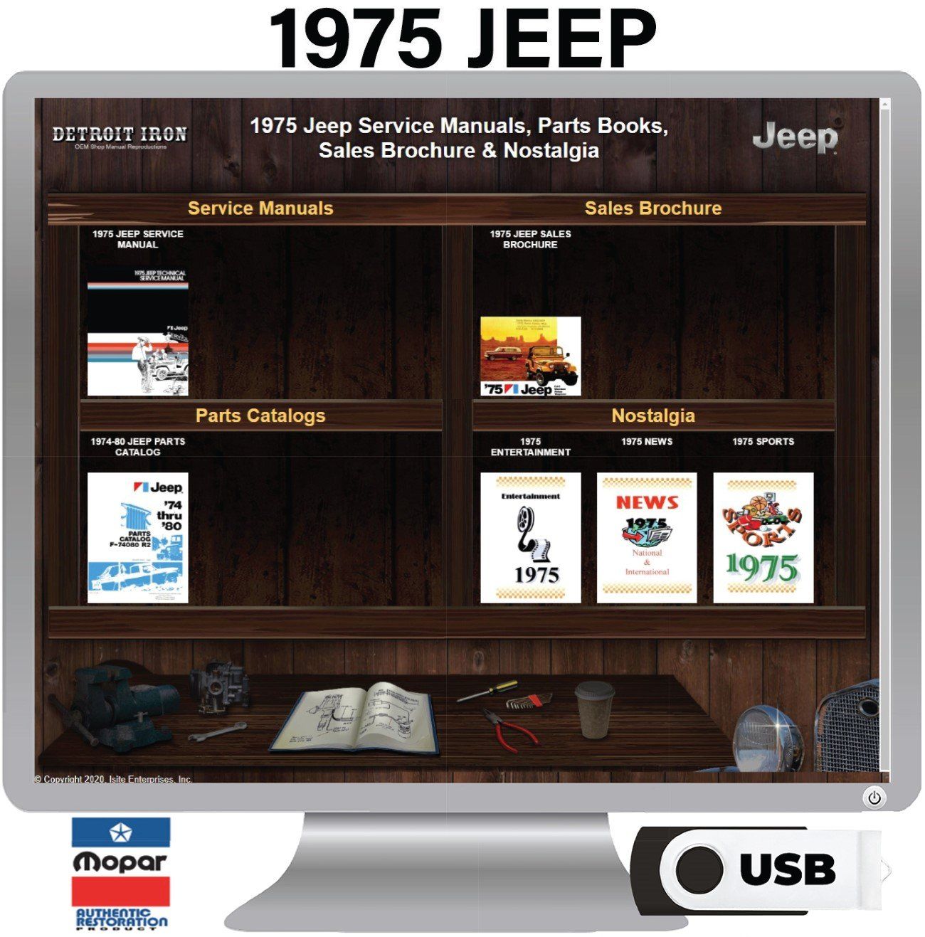 Detroit Iron - 1975 Jeep Shop Manual, Parts Book & Sales Brochure