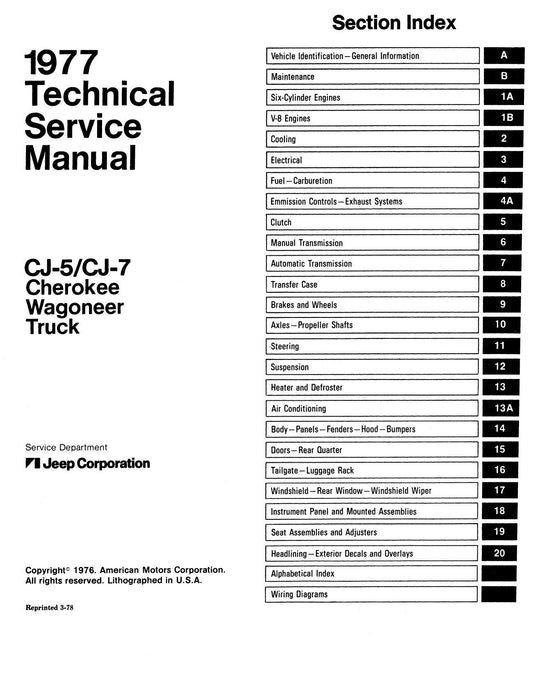 Detroit Iron - Manual de servicio técnico de Jeep de 1977