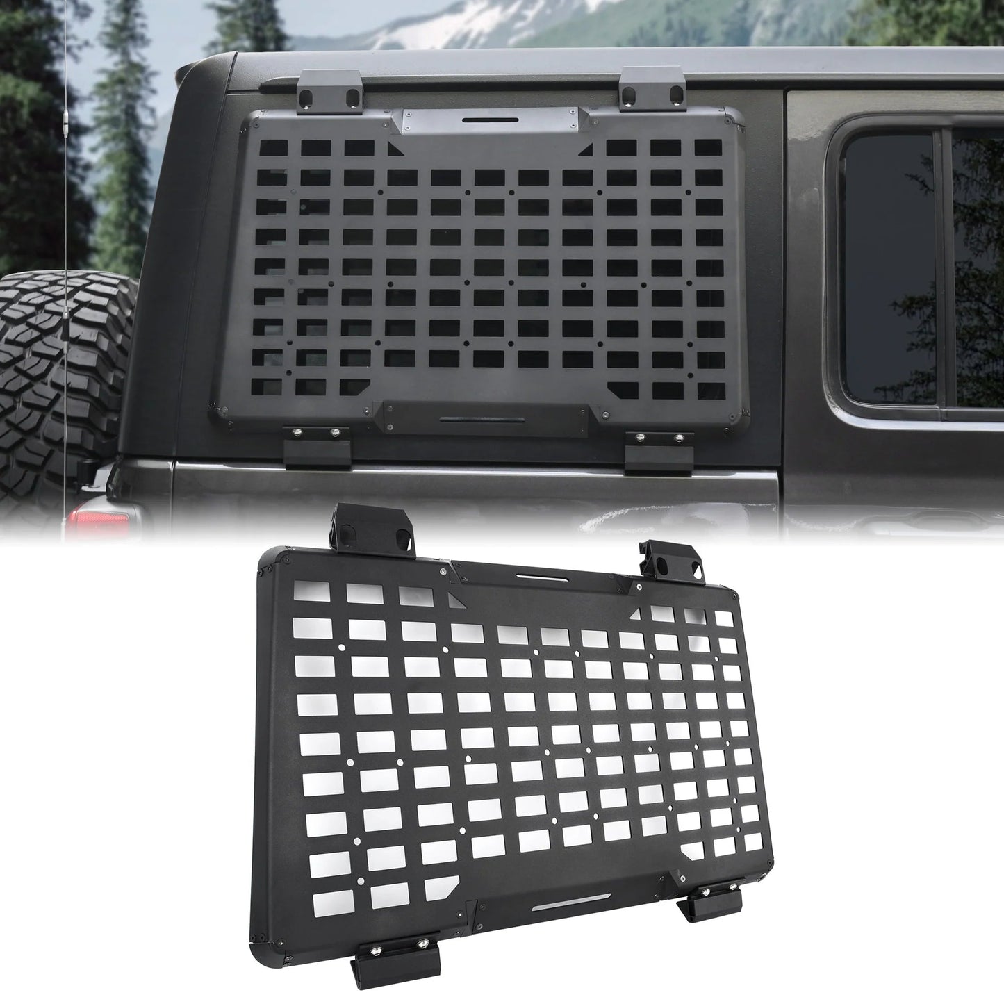 Sistema de Paneles Molle para Ventana Trasera para Jeep Wrangler JL 4 Puertas 2018-2024 - Almacenamiento Modular y Decoración Protectora
