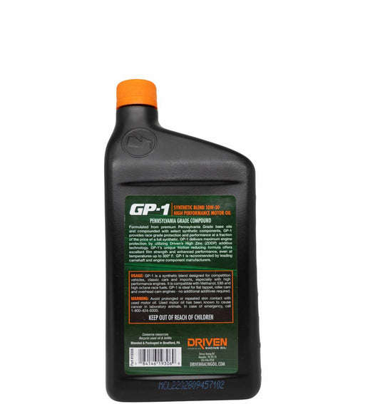 Aceite de alto rendimiento sintético semisintético Driven GP-1 10W-30 (6 cuartos)