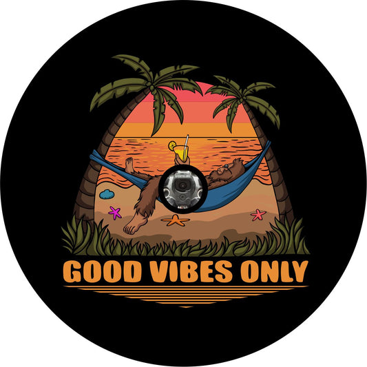 Funda de rueda Sasquatch Bigfoot "Good Vibes Only" para Bronco, autocaravana, Jeep, cámper, etc.