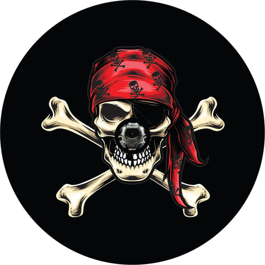 Funda de Rueda de Repuesto Pirata Jolly Roger Calavera y Huesos Cruzados