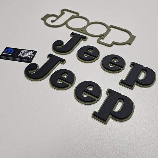 Emblemas de guardabarros retro "Curvy" para Jeep Wrangler/Gladiator - PAR L/R laterales - Dos colores apilados