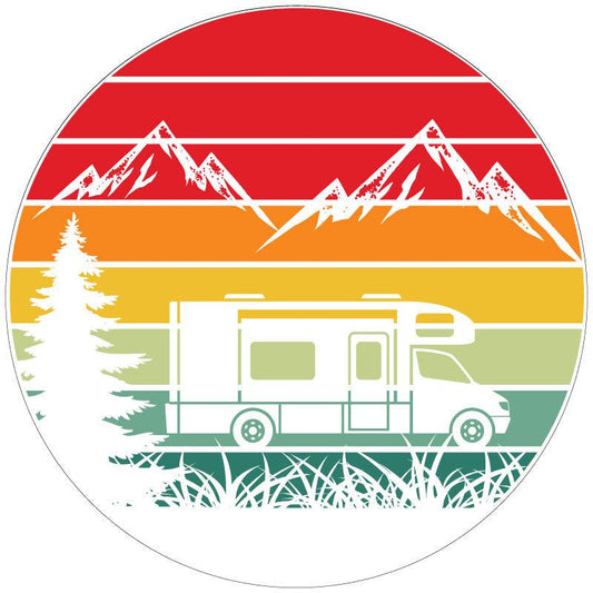 Cubrellanta Retro para Autocaravana en las Montañas