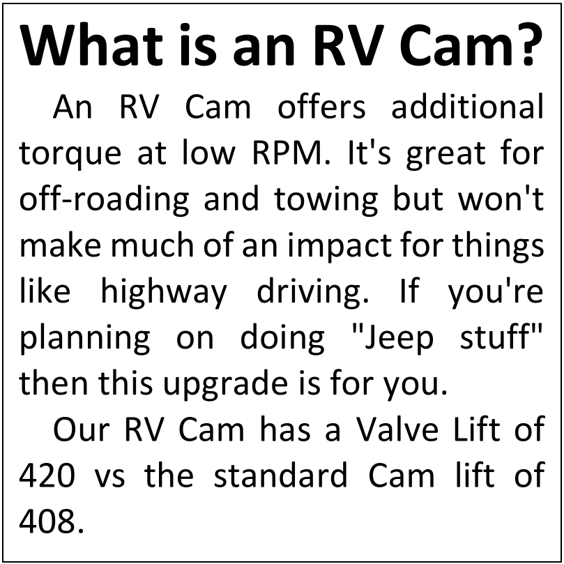 Árbol de levas para RV de Jeep 4.0