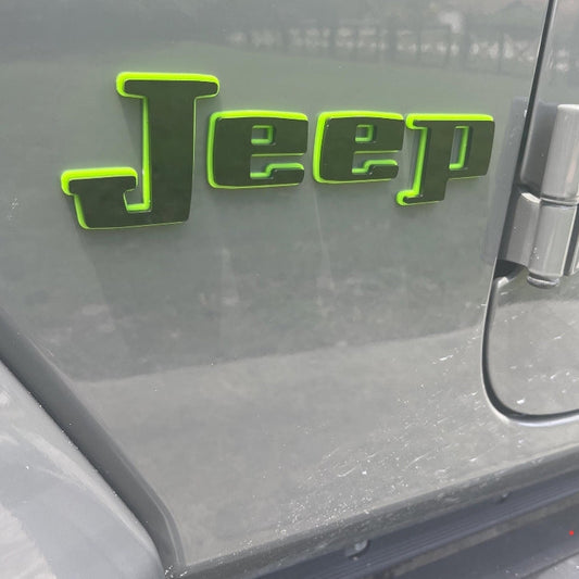 Retro Jeep "Square" Wrangler/Gladiator Fender Emblems - PAIR L/R Sides - Two Color Stacked