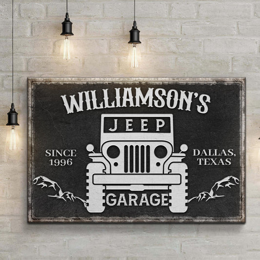 Letrero familiar de garaje Jeep