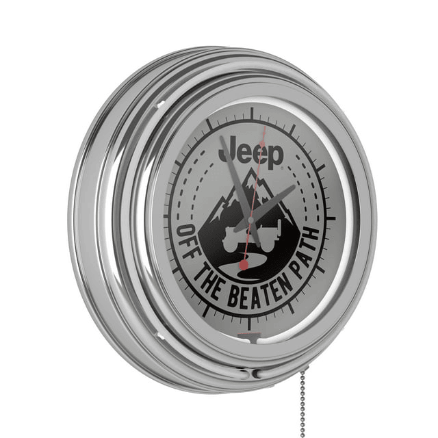 Neon Wall Clock-Jeep Black Mountain Double Rung Analog Clock with Pull Chain