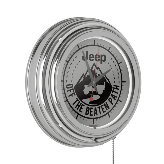 Neon Wall Clock-Jeep Black Mountain Double Rung Analog Clock with Pull Chain