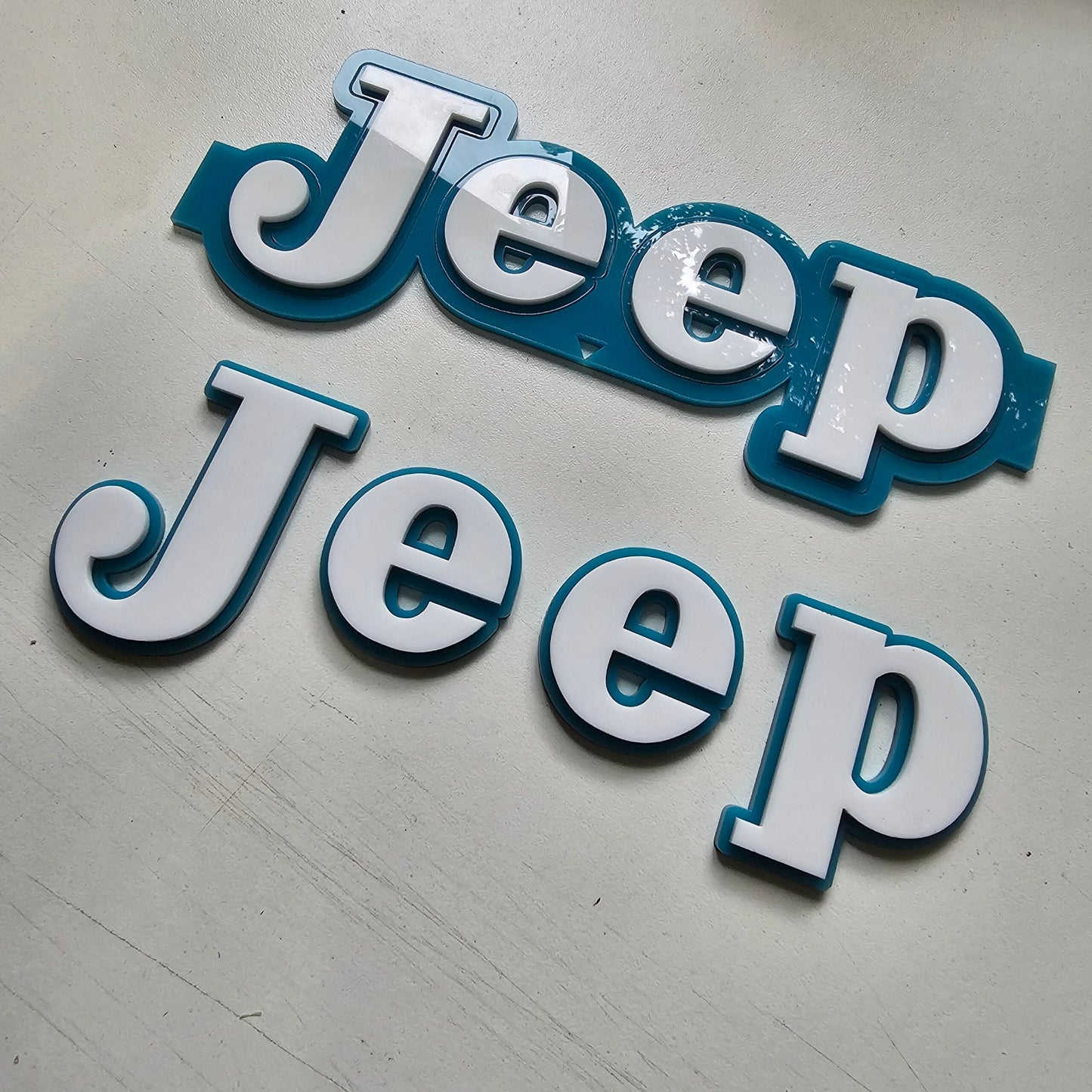 Retro Jeep "Curvy" Wrangler/Gladiator Fender Emblems - PAIR L/R Sides - Two Color Stacked