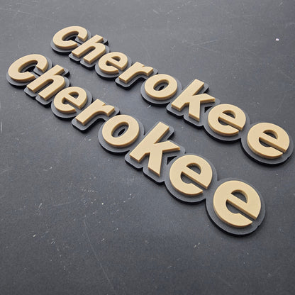 Fender Emblems - Jeep XJ Cherokee - PAIR L/R Sides - Two Color Stacked