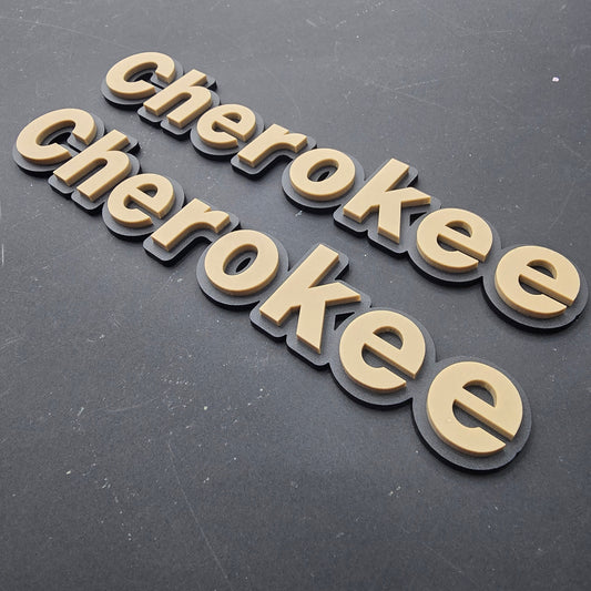 Jeep XJ Cherokee Fender Emblems - PAIR L/R Sides - Two Color Stacked