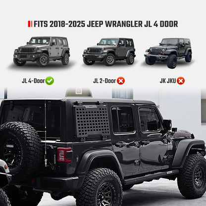Rear Window Molle Panel System for 2018-2024 Jeep Wrangler JL 4Doors - Modular Storage and Protective Decoration