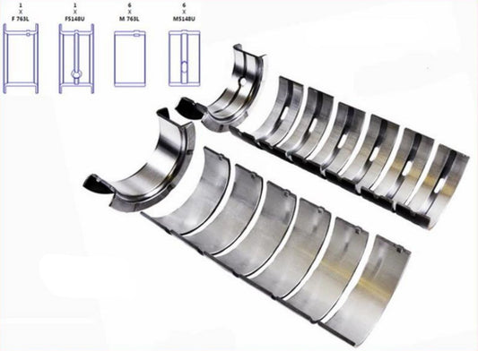 A set of metal engine bearings for a Jeep 4.0L - 242 model years 1991-2006.