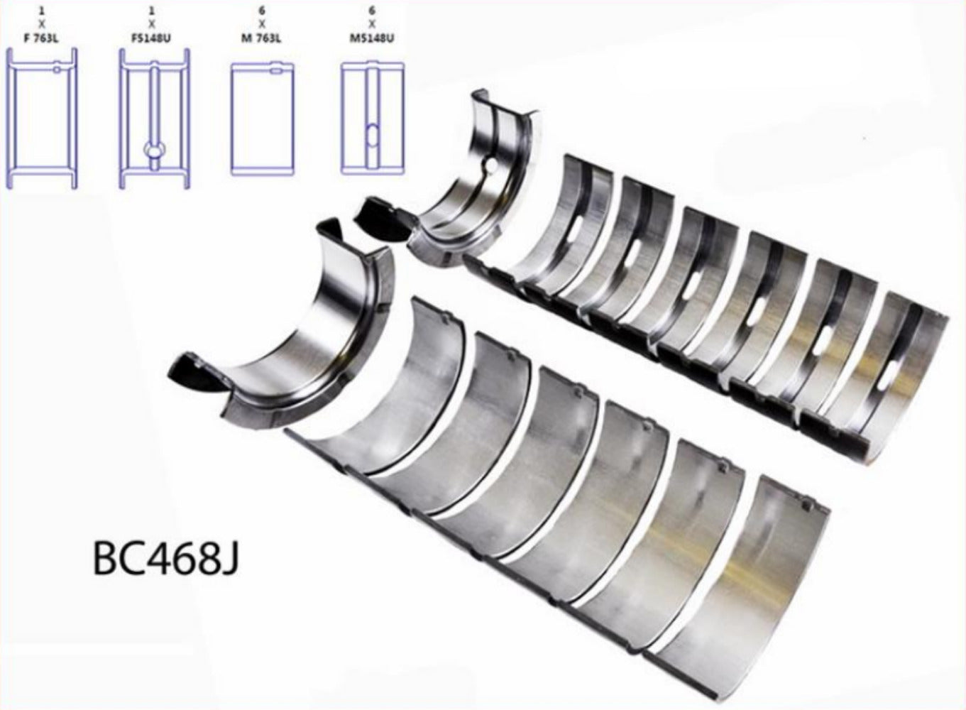 A set of metal engine bearings for a Jeep 4.0L - 242 model years 1991-2006.