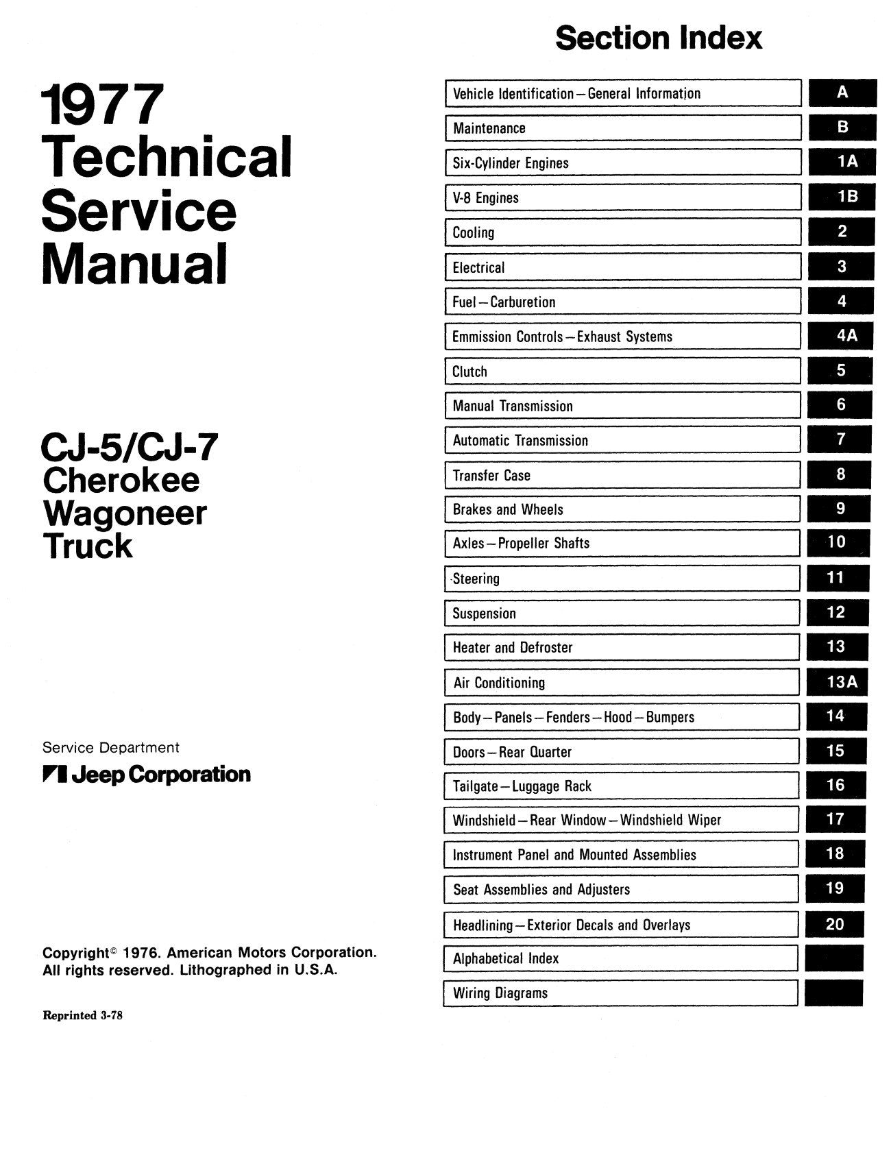 Detroit Iron - 1977 Jeep Technical Service Manual