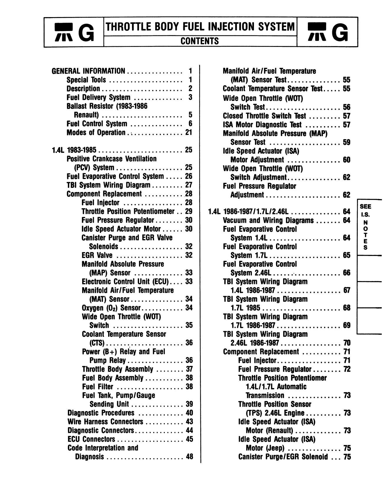 Detroit Iron - 1983 - 1987 Jeep Throttle Body Fuel Injection Component Service Manual