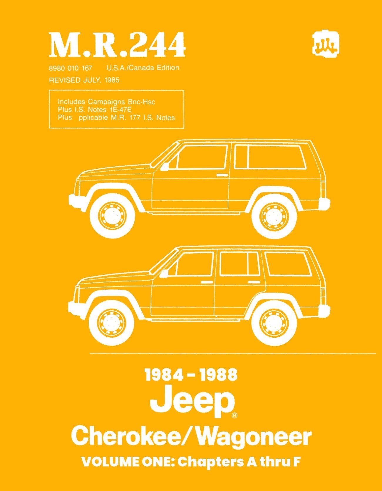Detroit Iron - 1984 - 1988 Jeep Cherokee / Wagoneer Shop Manual - M.R.244