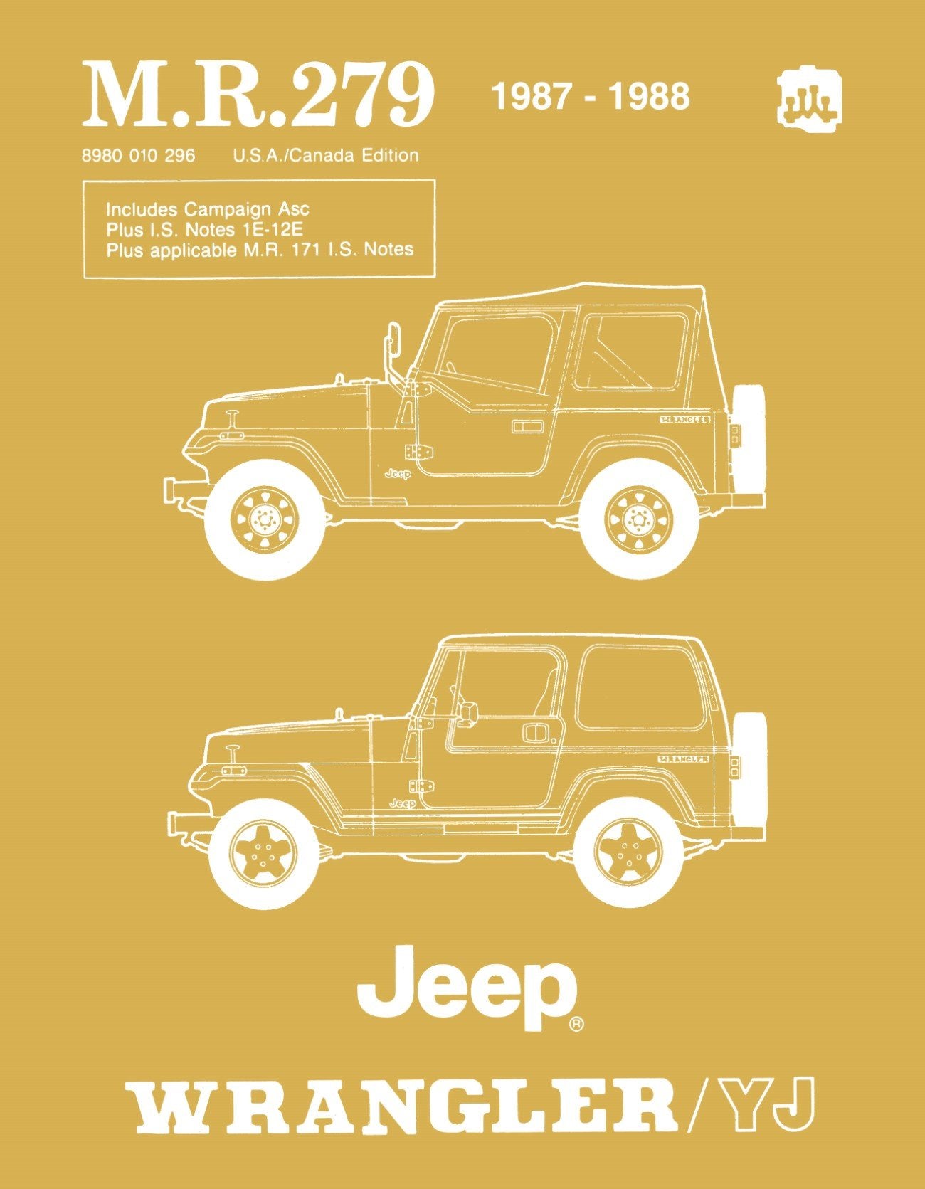 Detroit Iron - 1987 - 1988 Jeep Wrangler / YJ Service Workshop Manual - M.R.279