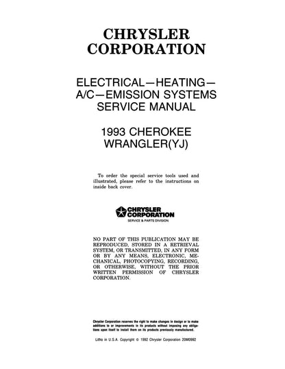 Detroit Iron - 1993 Jeep Wrangler & Cherokee Shop Manual - 2 Volumes