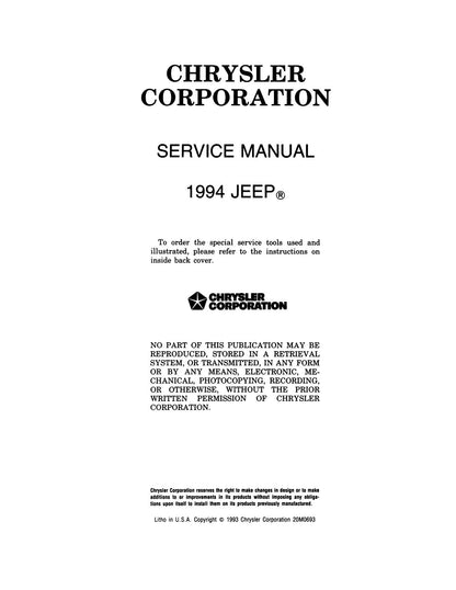 Detroit Iron - 1994 Jeep Cherokee & Wrangler Shop Manual