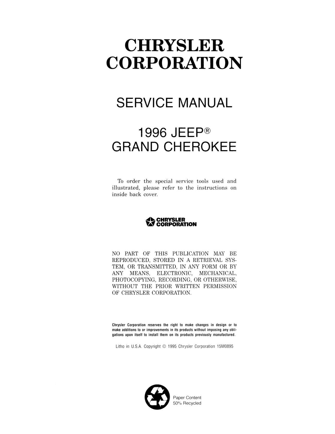Detroit Iron - 1996 Jeep Grand Cherokee Shop Manual