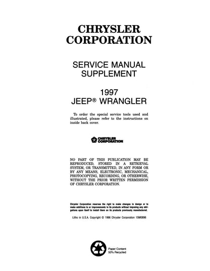 Detroit Iron - 1997 Jeep Wrangler Engineering Changes Shop Manual Supplement