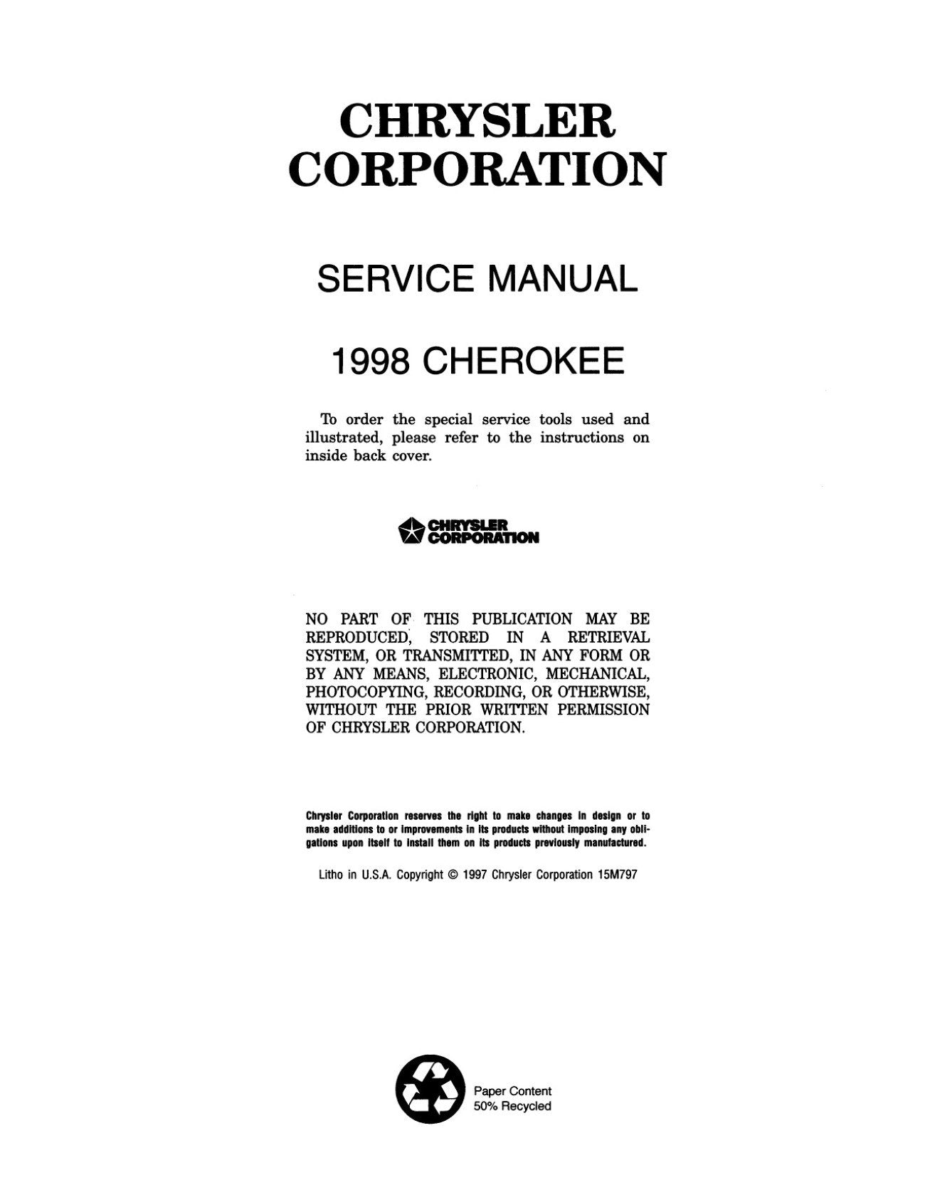 Detroit Iron - 1998 Jeep Cherokee Shop Manual