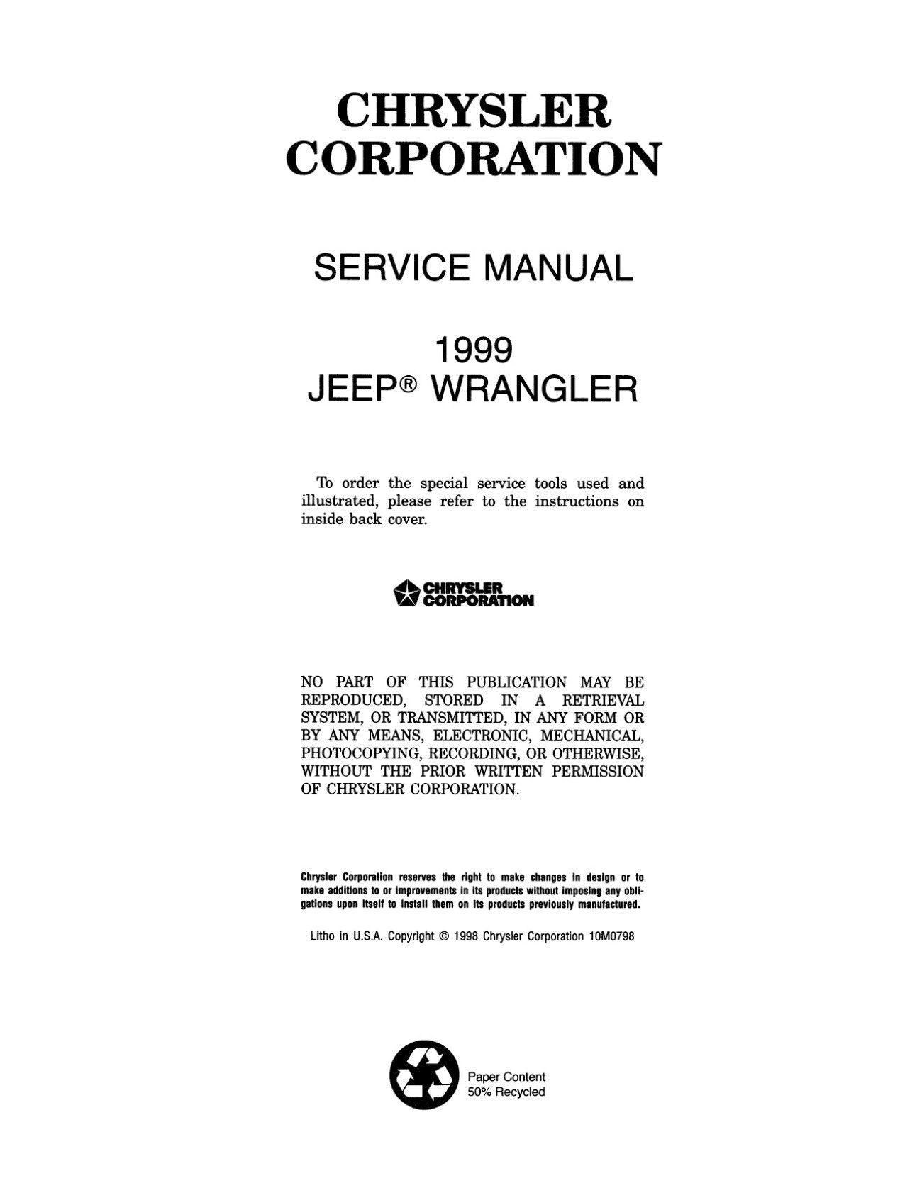 Detroit Iron - 1999 Jeep Wrangler Shop Manual