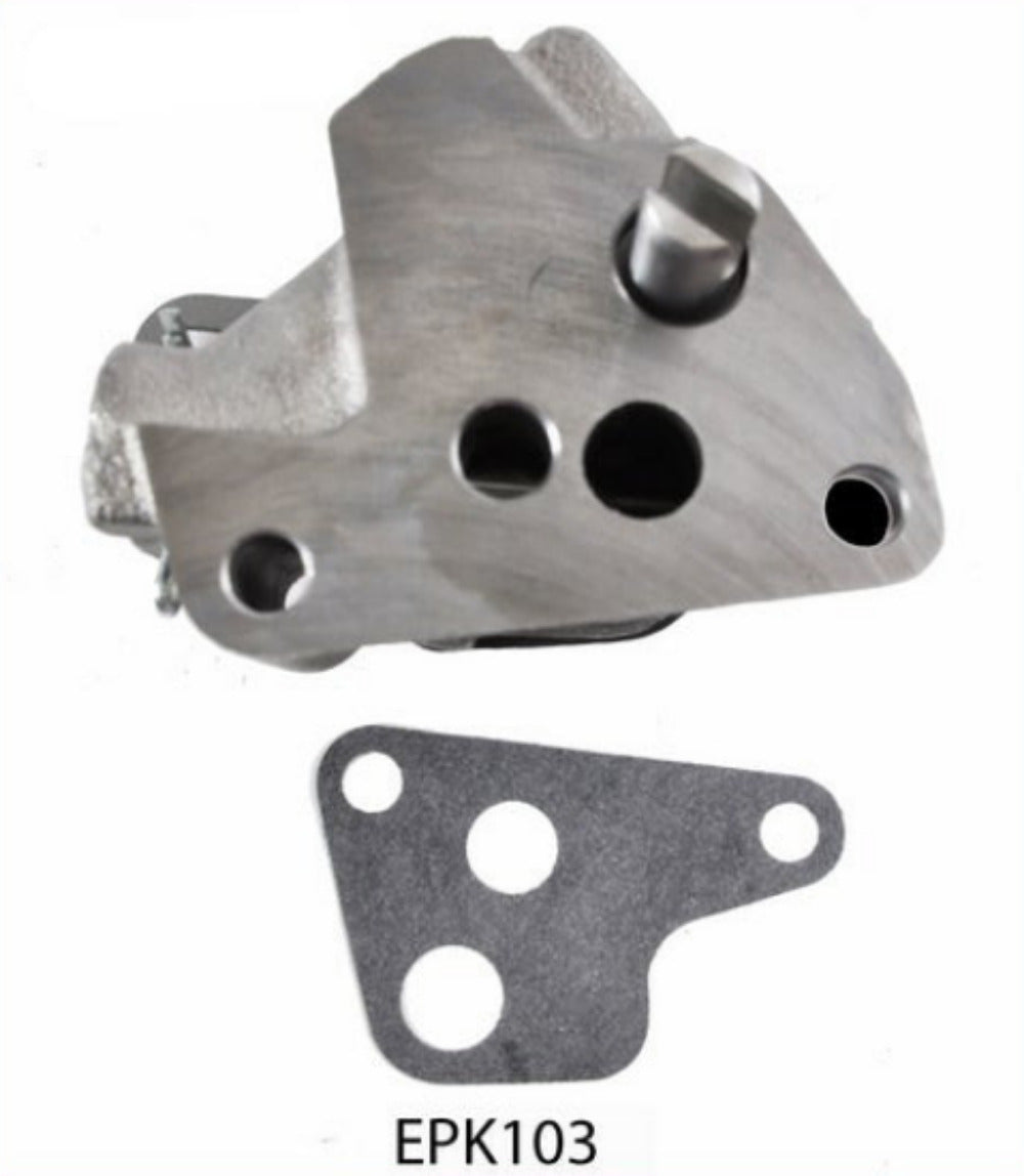 A metal oil pump designed for use in various Jeep vehicle models, with the part number EPK103 shown.
