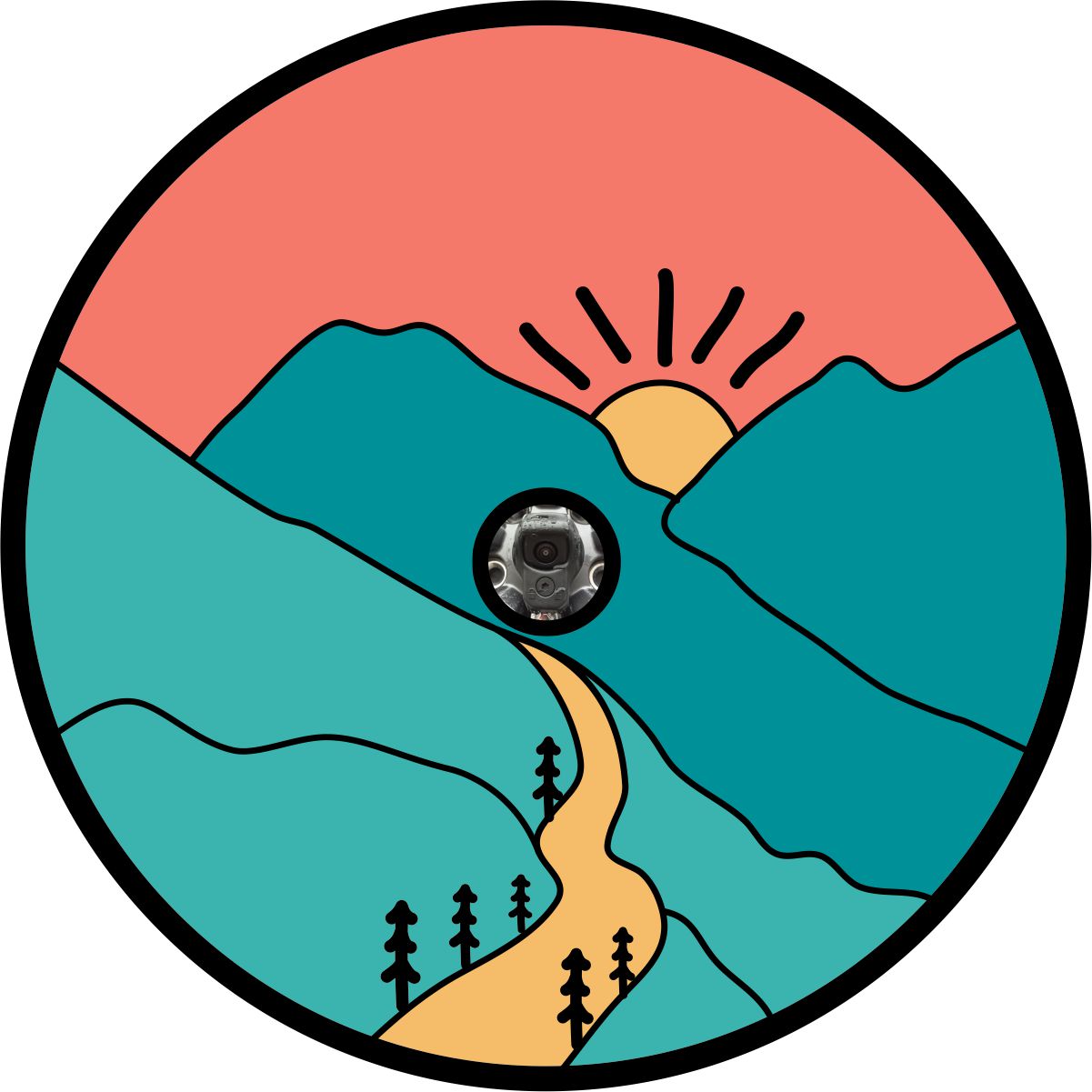 The Sun Shining through the Mountains Spare Tire Cover