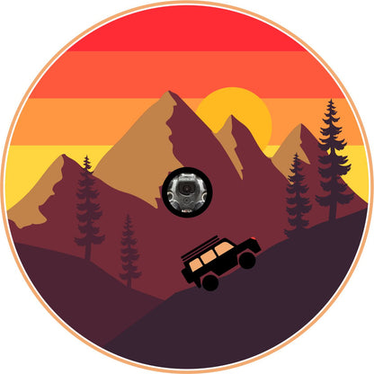 Vintage SUV in the Mountains Spare Tire Cover