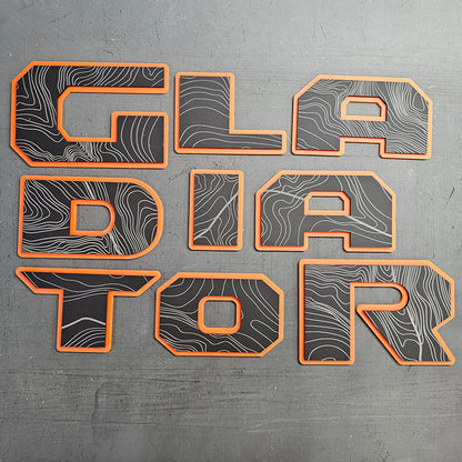 Jeep "GLADIATOR" TOPOGRAPHY Tailgate Emblem -  Two Color Stacked
