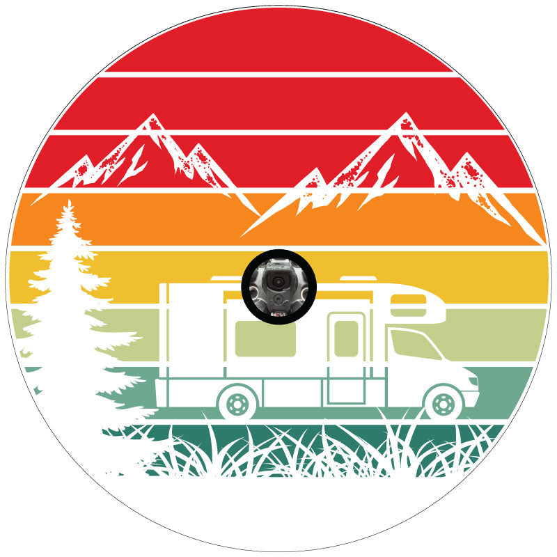 Traveling Motorcoach in The Mountains Retro Spare Tire Cover