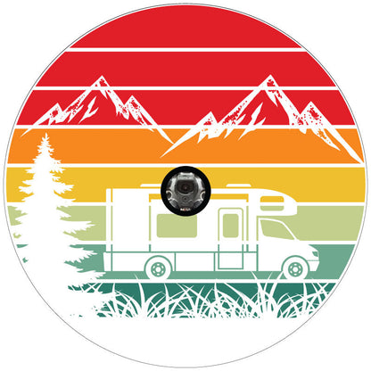 Traveling Motorcoach in The Mountains Retro Spare Tire Cover