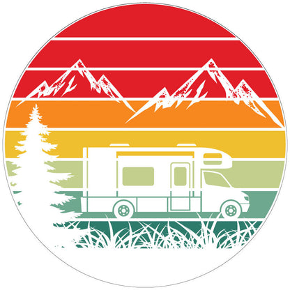 Traveling Motorcoach in The Mountains Retro Spare Tire Cover