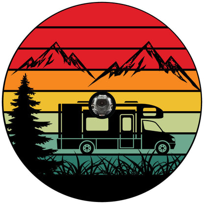 Traveling Motorcoach in The Mountains Retro Spare Tire Cover