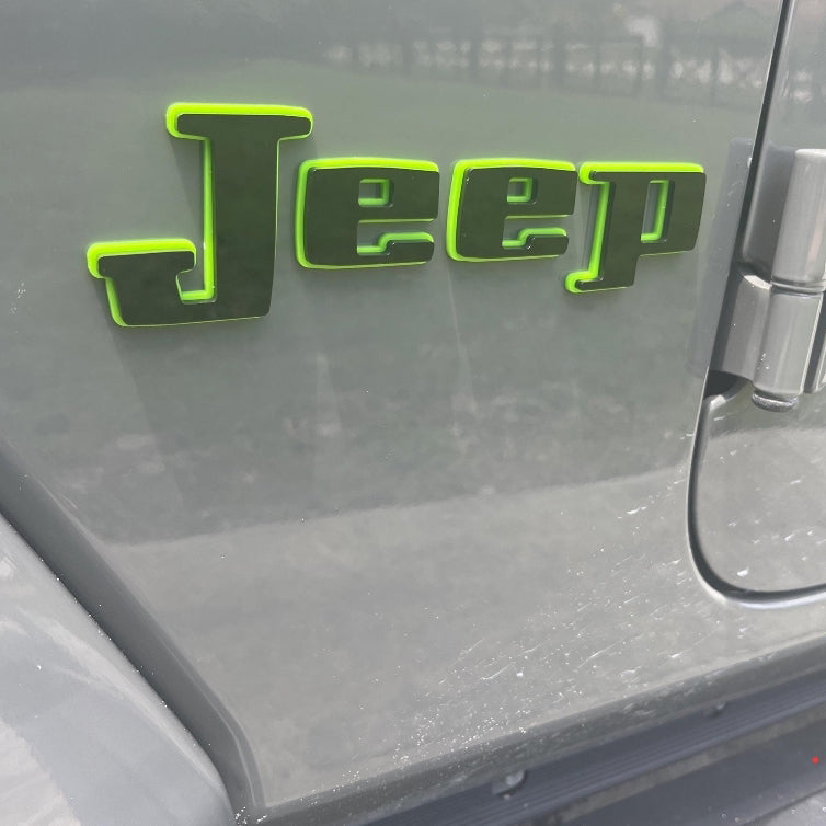 Retro Jeep "Square" Wrangler/Gladiator Fender Emblems - PAIR L/R Sides - Two Color Stacked