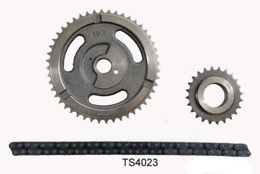 A timing set for a Jeep 150 - 2.5L engine, including a chain and two sprockets, with the label TS4023.