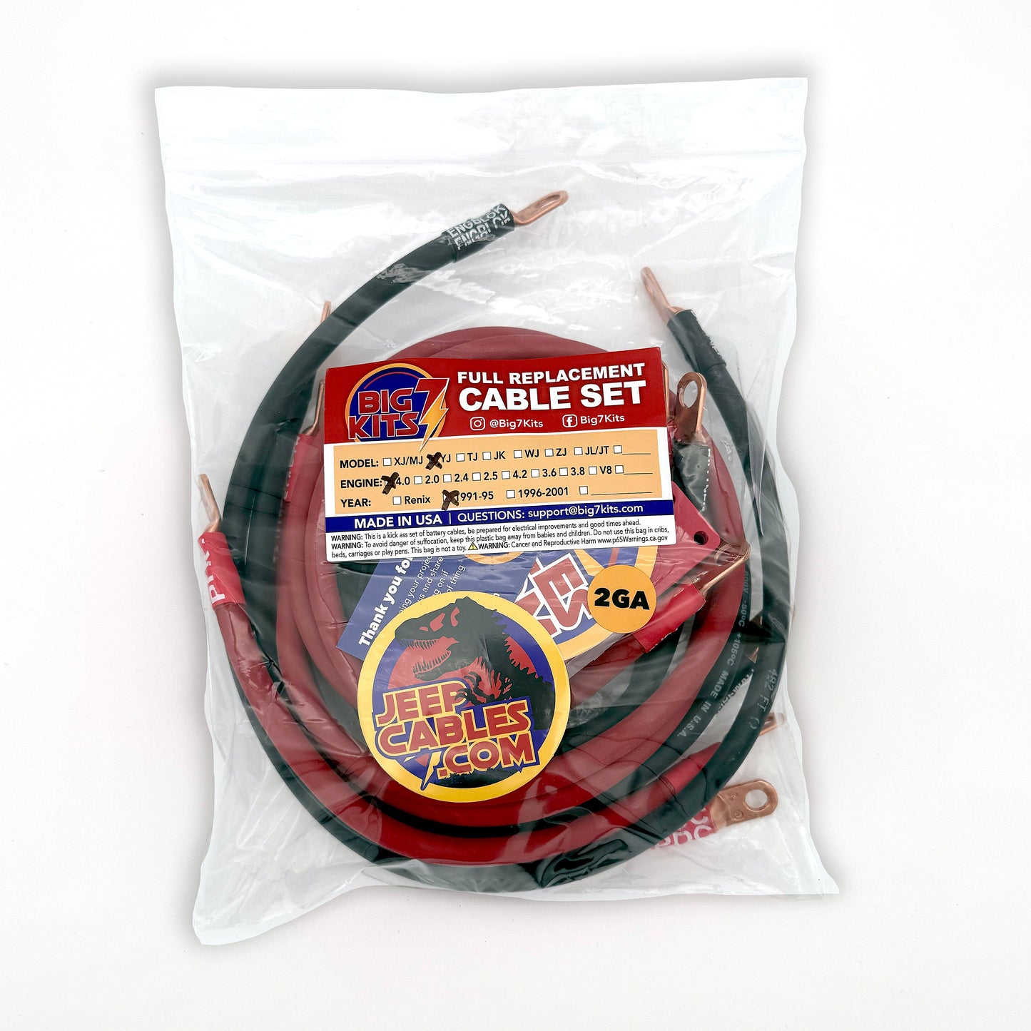 Jeep Wrangler YJ Big 7 Battery Cable Kit (1986-1995)