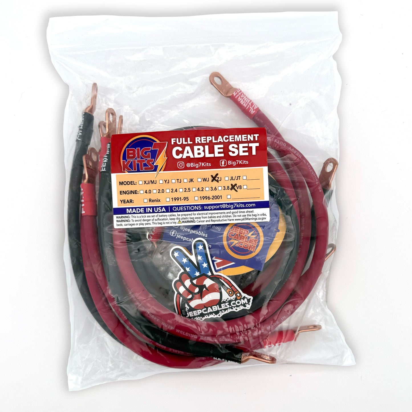 Jeep Grand Cherokee ZJ Big 7 Battery Cable Kit (1993-1998)