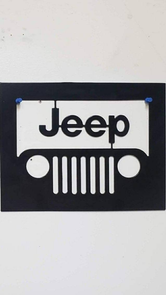 Rectangular Jeep TJ Grill Wall Art Sign – 12x10 Inch Plasma Cut Steel – Off Road Garage Decor